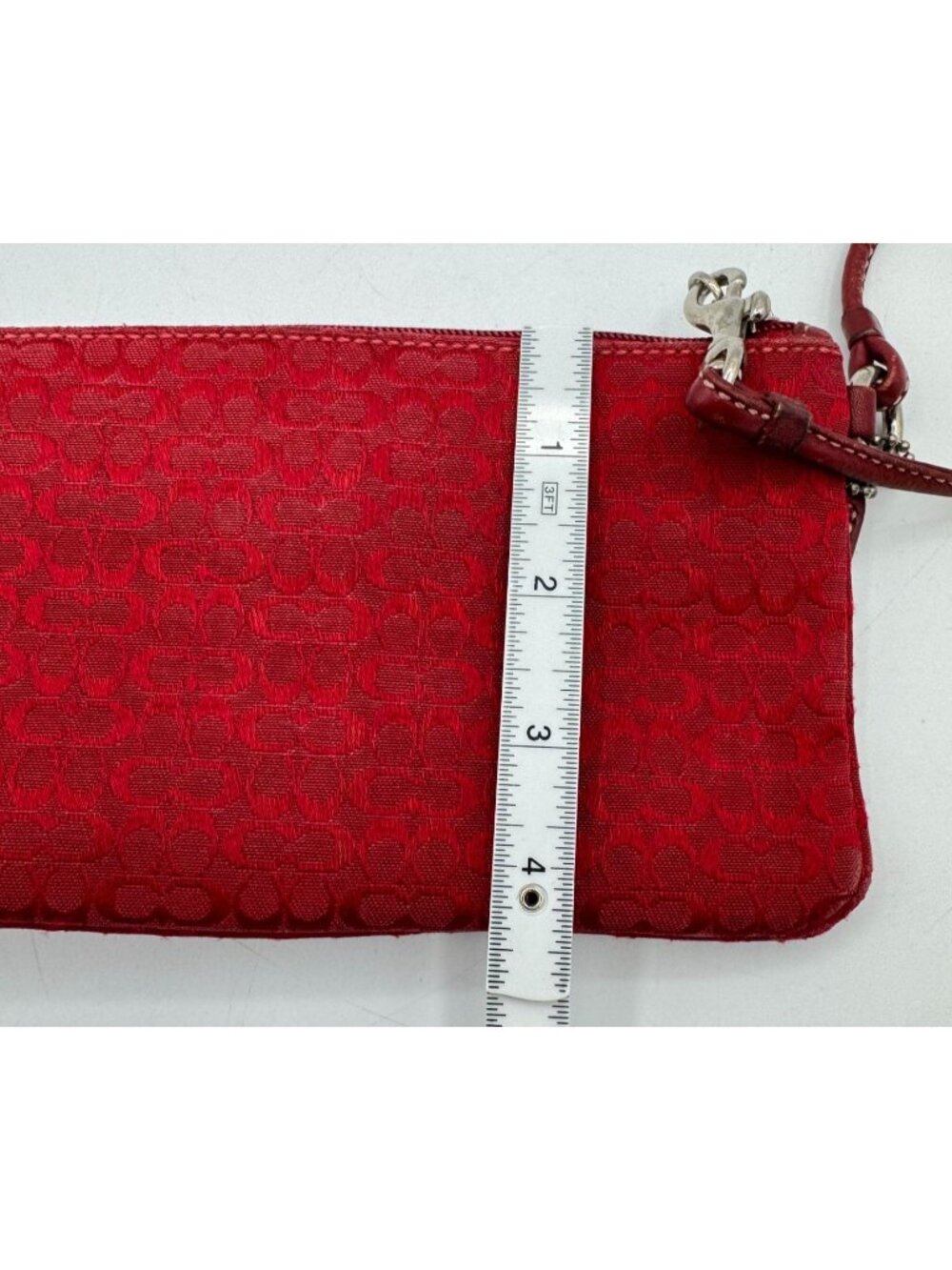 Coach Soho Red Signature Canvas Buckle Wristlet Clutch Bag - Picture 7 of 11
